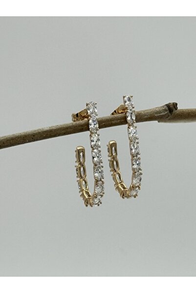 AUBRA حلقة أذن مرصعة بحجر الزركون - مطلية باللون الوردي