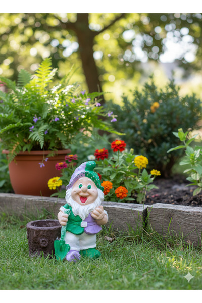 Heykelza Sevimli Bahçe Cücesi Heykeli – Renkli Alçı