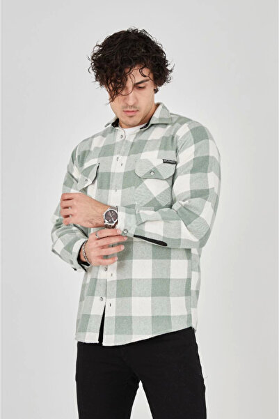 Kanonik Education Men's Long Sleeve Lumberjack Shirt - Mint Green