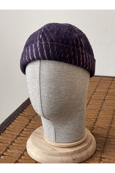 Rupen Kraft Χειμερινό νέο στυλ μάλλινο καπέλο ρετρό χιπ-χοπ σε χρώμα δαμάσκηνου, καπέλο Docker, καπέλο κρανίου, καπέλο μπερέ