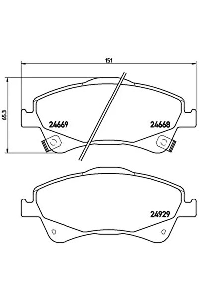 Brembo Комплект накладки за дискови спирачки Toyota Auris/Avensis/Corolla Sedan