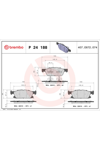 Brembo Set Placute Frana Frana Disc Changan CS95 Ford Galaxy 3/S-Max