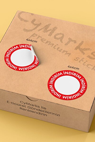 alışveriş kurdu Discount Written Sticker Product Packaging Label - 4X4Cm 70 Pieces
