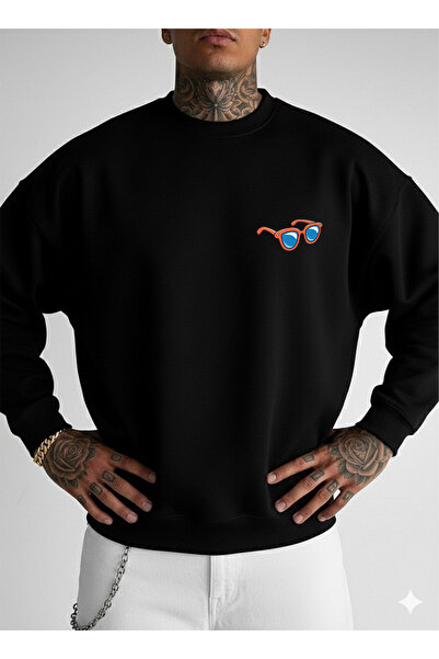 LORVEX Swea tricou MINIMAL GLASSES Print unisex oversize cu gât crew