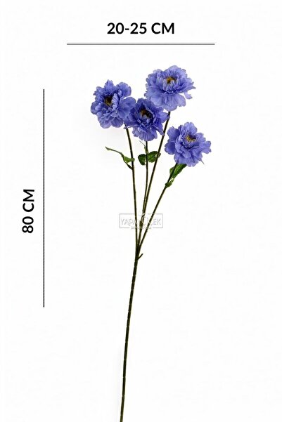 Yapay Çiçek Deposu Yapay Çiçek 4 Çiçekli İzlanda Gülü 80 cm Mavi YCD-310