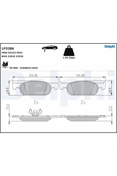 DELPHİ Set Placute Frana Frana Disc Dacia Logan 2/Logan Mcv 2/Sandero Renault...