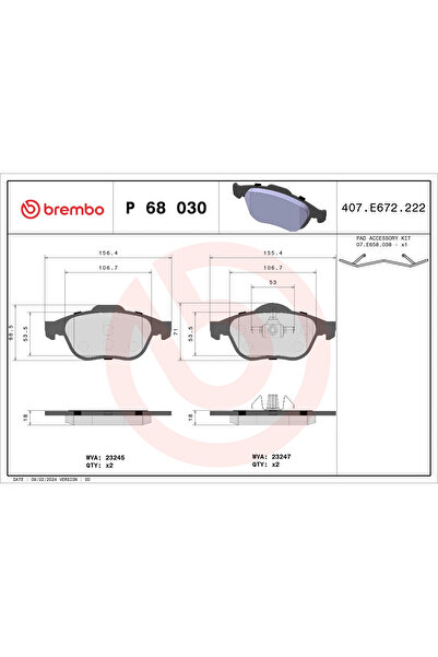Brembo Set Placute Frana Frana Disc Renault Laguna 2/Scenic 1 Microbus