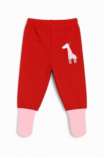 Melekpare Bebek&Çocuk Organik Patikli Pantolon Kendinden Çoraplı Alt Pijama Mevsimlik Pamuk 2'li Set