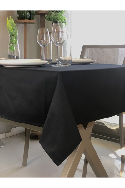 desen izmir American Service, 130 X 280 Black Tablecloth