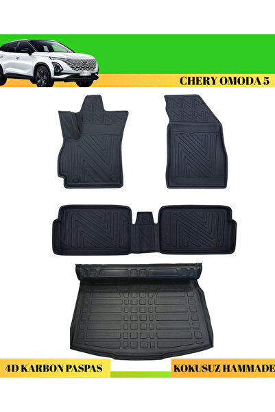 ACK Dizayn CHERY OMODA 5 2022+ ARACA ÖZEL ÜRETİM 4D HAVUZLU KARBON PASPAS TAK...
