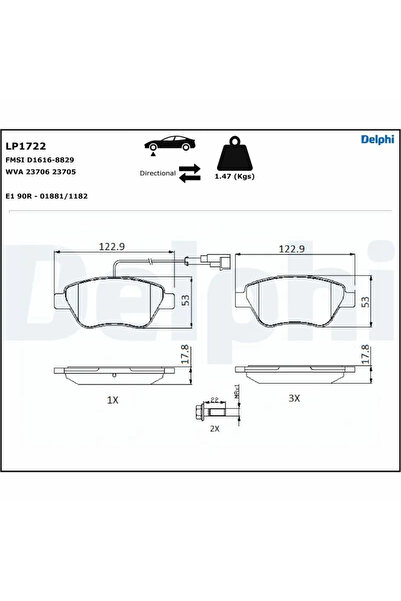 DELPHİ Комплект спирачни накладки за дискови спирачки Abarth 500 / 595 / 695/...