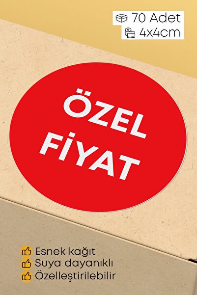 alışveriş kurdu Discount Written Sticker Product Packaging Label - 4X4Cm 70 Pieces