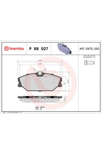Brembo Set Placute Frana Frana Disc Renault Laguna 1/Megane 1/Megane Scenic