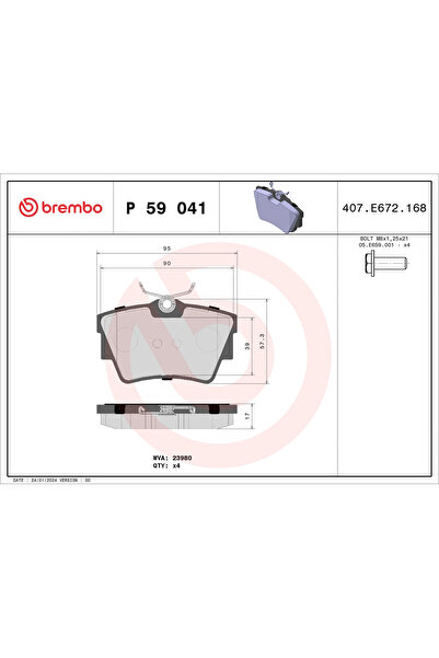 Brembo Set Placute Frana Frana Disc Nissan Primastar Bus/Primastar Caroserie ...