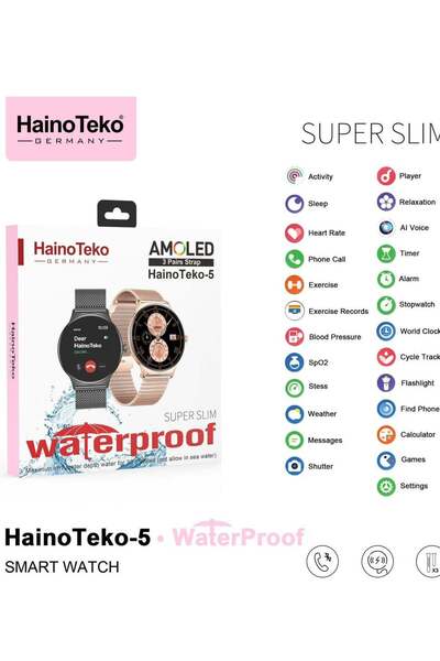 HAINOTEKO ساعة Haino Teko 5 الذكية المقاومة للماء بنظام تحديد المواقع العالمي (GPS) مع 3 أزواج من الأشرطة
