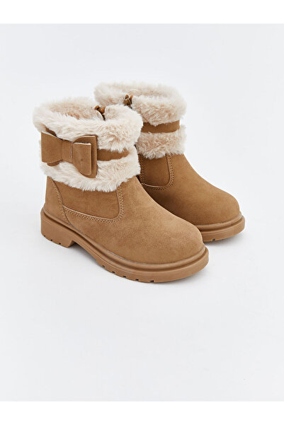 LC Waikiki LCW STEPS Kahverengi Süet Görünümlü Kız Bebek Bot