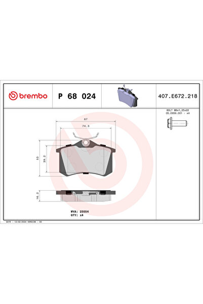 Brembo Set Placute Frana Frana Disc Citroen C3 2 Nissan Note