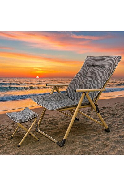 Unbranded/Generic Two-piece chair that can be used in several positions with a footrest. It can be used as a relaxation chair, for the garden, or for camping.