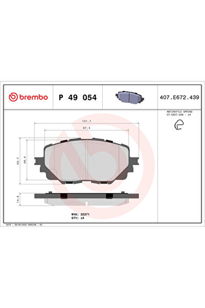 Brembo Set Placute Frana Frana Disc Abarth 124 Spider Fiat 124 Spider