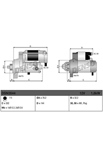 DENSO Starter Audi A3 Seat Alhambra/Cordoba/Ibiza 2 1976-2010