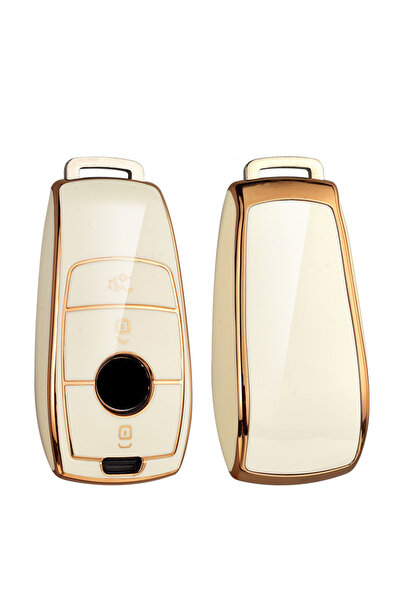 choice2 Gold White Soft TPU Car Remote Key Case Cover Shell For Mercedes Benz...