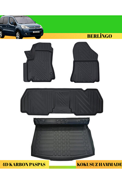 ACK Dizayn CİTROEN BERLİNGO 2008-2018 ARACA ÖZEL ÜRETİM 4D HAVUZLU KARBON PAS...