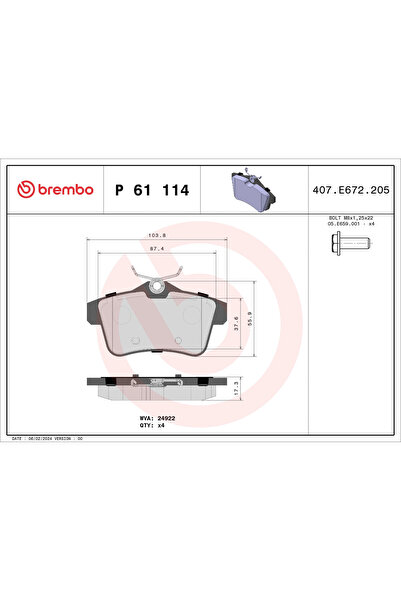 Brembo Set Placute Frana Frana Disc Citroen C4 2/DS4/DS5 Peugeot 3008 1 Micro...