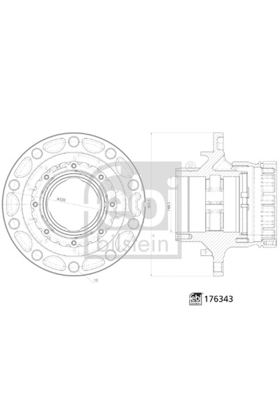 FEBI BILSTEIN Главина на колелото заден мост Renault Trucks D Volvo B11/Fh/Fm