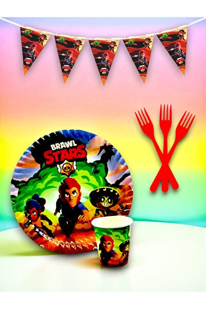partylady مجموعة أدوات تقديم الطعام ذات الطابع الخاص بـ Brawl Stars لـ 8 أشخا...