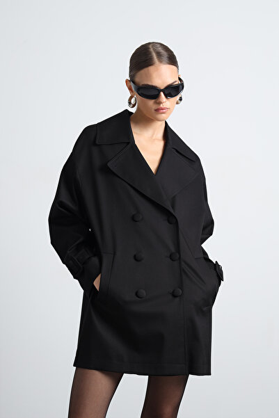 Mozto Serave Mini Black Trench Coat
