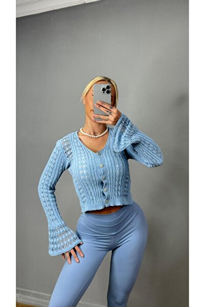 Lendora Düğme Detaylı Ajurlu/Delikli Bluz-Hırka