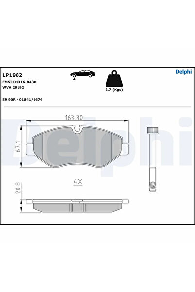 DELPHİ Комплект спирачни накладки за дискови спирачки Mercedes-Benz Sprinter ...