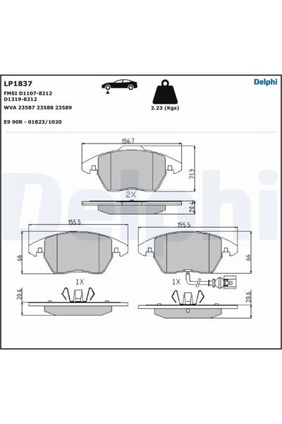 DELPHİ Set Placute Frana Frana Disc Seat Ibiza 4 Skoda Octavia 2/Roomster/Sup...