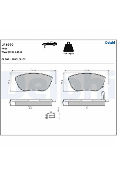 DELPHİ Brake Pad Set Disc Brake Opel Corsa D Vauxhall Corsa Model 3/Corsavan ...