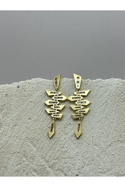 AUBRA Küpe Zirkon Taşlı Sallantılı – 14K Gold Kaplama + Hediye Zirkon Taş Küpe | 316L Çelik Takı