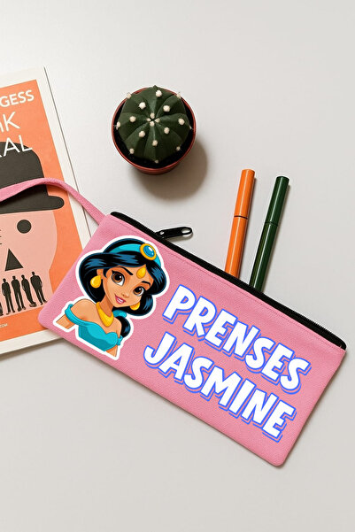 lovver حامل أقلام بتصميم خاص مطبوع عليه الأميرة ياسمين مع سحاب