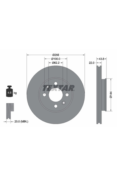 TEXTAR Дискови спирачки Dodge Attitude Hyundai Accent 4/Grand Avega