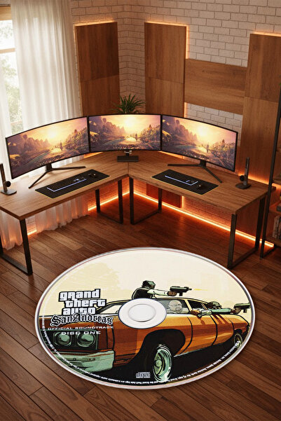 Reyhani GTA Desenli Kaymaz Taban Makinede Yıkanabilir Gaming Oyuncu Gamer Gen...