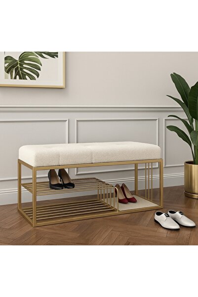 KURLUMOBİLYA Kurlu mobilya 100 cm ayakkabılık gold boyalı