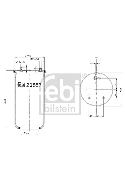FEBI BILSTEIN Burduf Suspensie Pneumatica Axa Spate Dreapta Daf 85 Cf/95 Xf/C...