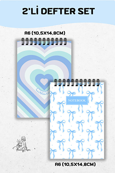 Flowery Paper 2'Li A6 Telli Defter- Çizgili 60 Yaprak/120 sayfa - , Notepad,b...