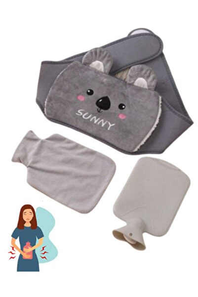 VEYA Water bottle with velvet fabric cover and heat waist belt for relief of back, neck and menstrual pain.