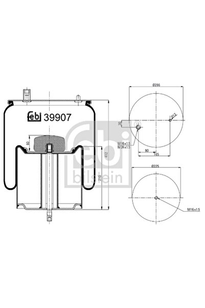 FEBI BILSTEIN Burduf Suspensie Pneumatica Axa Spate Dreapta Renault Trucks C/D