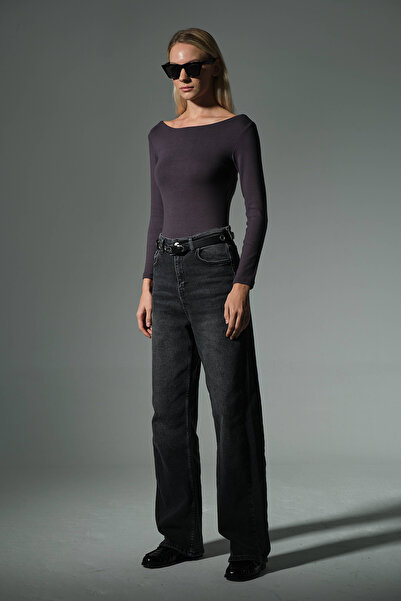 Domoda Πλεκτή μπλούζα με μακρύ μανίκι με λαιμόκοψη Premium Soft Touch @Sayat