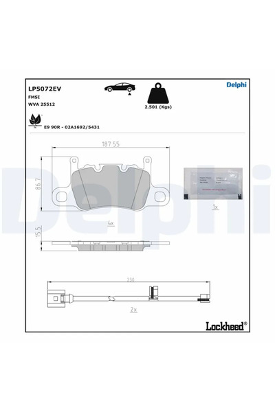 DELPHİ Комплект спирачни накладки за дискови спирачки Audi E-Tron Sedan Porsc...