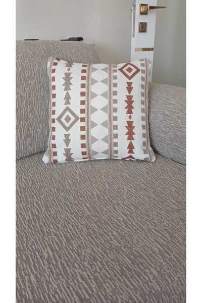 Sfmstore Geometric Punch Embroidery Pattern Cushion Cover Chenille Fabric 45X45 cm Ethnic Throw Pillow Case