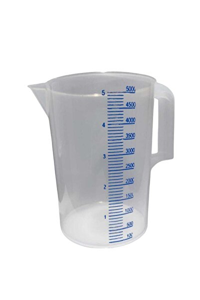 labbakkal Kulplu Plastik Beher 5 Litre - Mavi Skala Ölçü Kabı