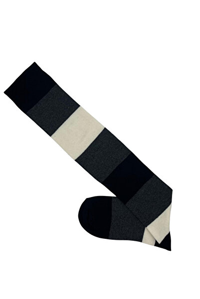 FENRA STUDIO ЧЕРНИ АНТРАЦИТОВИ КРЕМОВИ ДАМСКИ ЧОРАПИ ДО КОЛЕНАТА С ДЪГОВИ ДЕК...