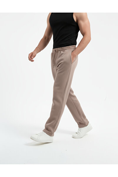 Sizce Moda Καφέ φαρδιά φούτερ με 3 κλωστές, με τσέπες, χειμερινό βαμβακερό χτενισμένο εσωτερικό φλις, άνετο