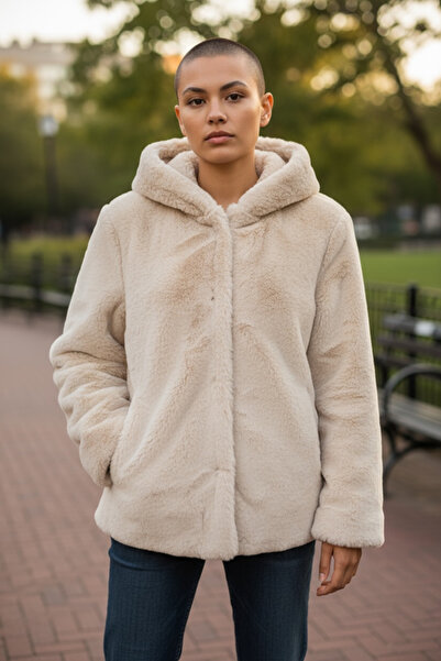 SEMİZ GİYİM Kapüşonlu Kalın Kürk